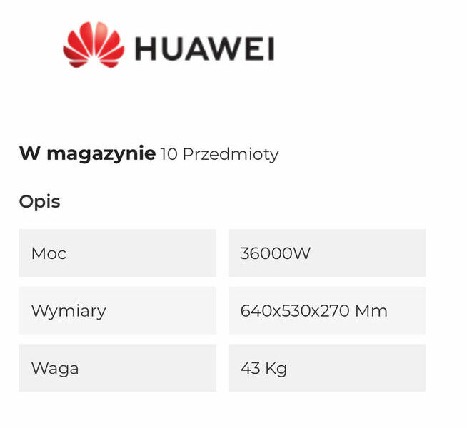 Falownik Huawei 36kW