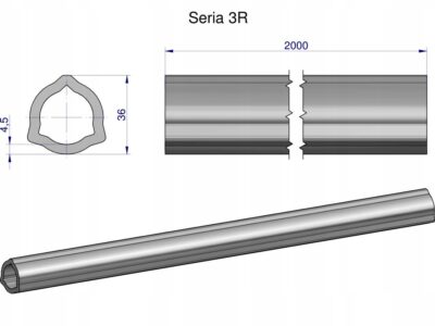 Rura trójkątna wewnętrzna Seria 3R wału przegubowo-teleskopowego 36x4.5 mm