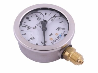 Manometr glicerynowy M63 0-100 bar dolne przyłącze G1/4" POLMO