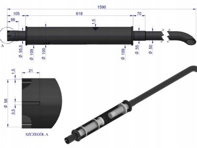 Tłumik 1590mm 6kg MF4 ORYGINAŁ URSUS