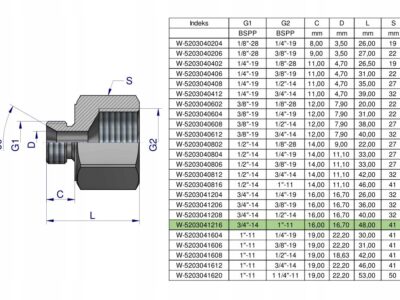 Tulejka różnicowa hydrauliczna calowa AB 3/4"GZ x 1"GW BSP Waryński