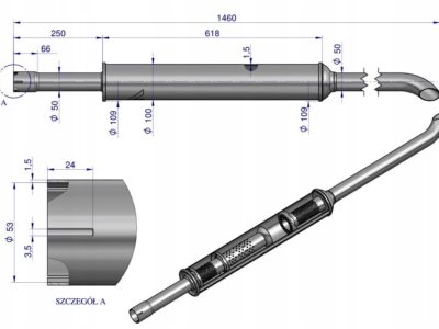 Tłumik 1460mm 5.6kg MF3 INOX WARYŃSKI