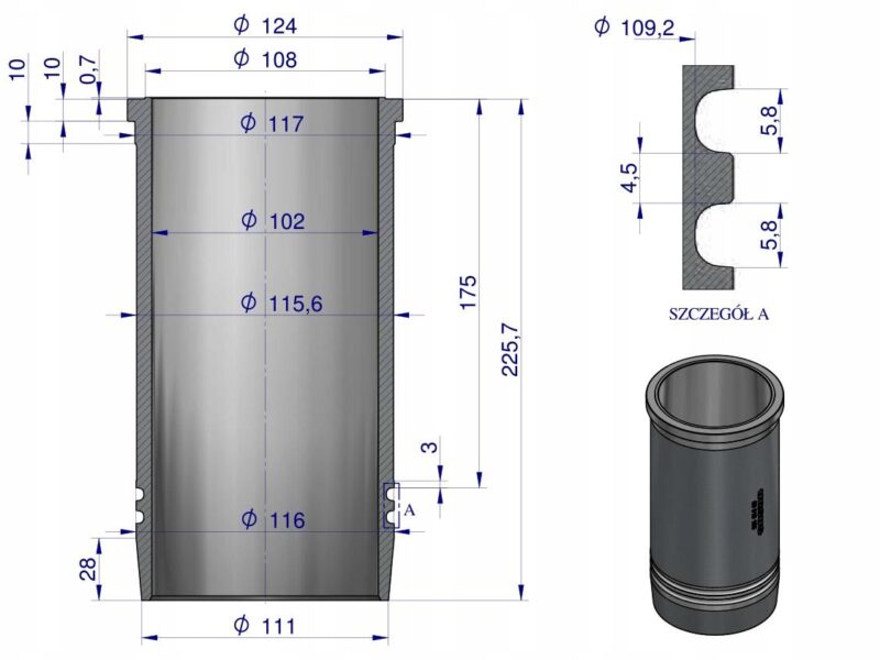 Zestaw naprawczy silnika 102/3 komora 54mm 72010303 ZETOR ORYGINAŁ URSUS