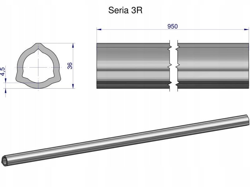 Rura wewnętrzna Seria 3R do wału 1110 przegubowo-teleskopowego 36x4.5 mm 95