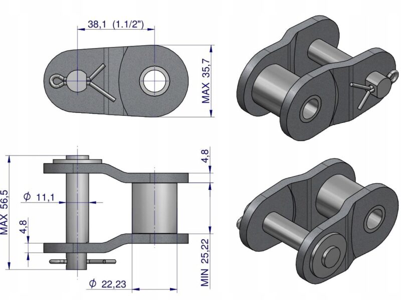 Półogniwo łańcucha wzmocnione P24A-1 ANSI A 120 (R1 1.1/2) Waryński ( sprze