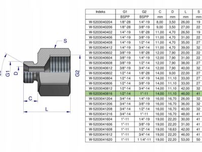 Tulejka różnicowa hydrauliczna calowa AB 1/2"GZ x 1"GW BSP Waryński ( sprze
