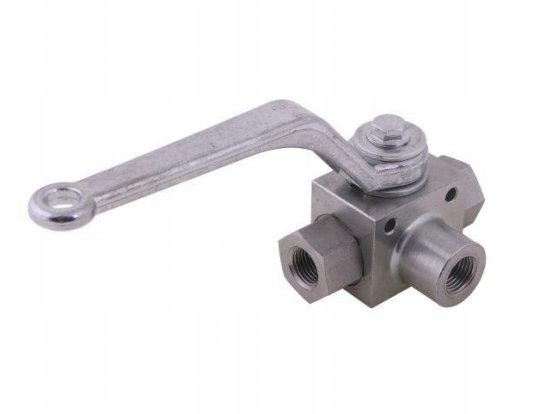 Zawór kulowy hydrauliczny 3-drogowy 3/2 - 1/4"BSP z otworami mocującymi 500