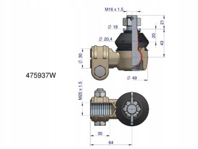 Przegub układu kierowniczego Manitou 475937 Waryński