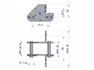 Zamek łańcucha z przyłączem obustronnym CA550F1/SD Waryński ( sprzedawane p