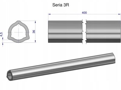 Rura wewnętrzna Seria 3R do wału 560 przegubowo-teleskopowego 36x4.5 mm 405