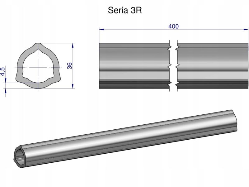 Rura wewnętrzna Seria 3R do wału 560 przegubowo-teleskopowego 36x4.5 mm 405