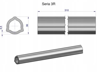 Rura wewnętrzna Seria 3R do wału 460 przegubowo-teleskopowego 36x4.5 mm 315
