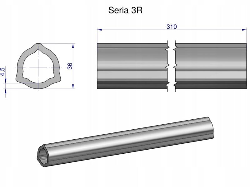 Rura wewnętrzna Seria 3R do wału 460 przegubowo-teleskopowego 36x4.5 mm 315