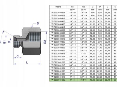 Tulejka różnicowa hydrauliczna calowa AB 1"GZ x 1 1/4"GW BSP Waryński