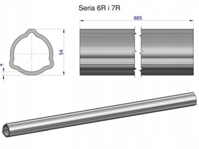 Rura zewnętrzna Seria 6R i 7R do wału 1010 przegubowo-teleskopowego 54x4 mm