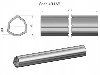 Rura wewnętrzna Seria 4R i 5R do wału 460 przegubowo-teleskopowego 45x3.8 m