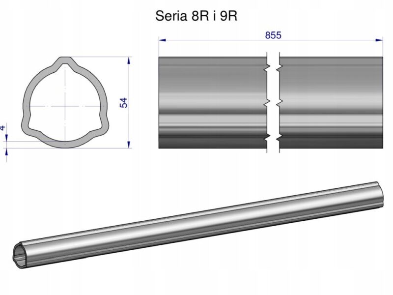 Rura wewnętrzna Seria 8R i 9R do wału 1010 przegubowo-teleskopowego 54x5mm