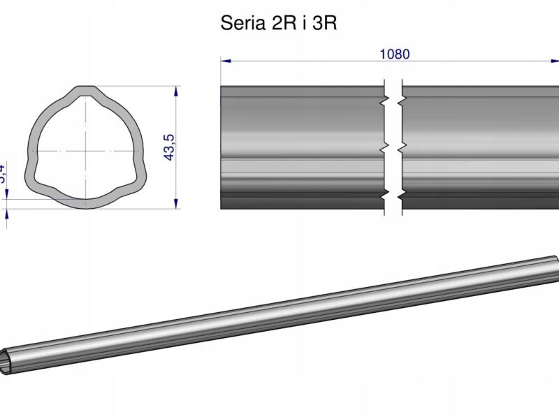 Rura zewnętrzna Seria 2R i 3R do wału 1210 przegubowo-teleskopowego 43.5x3.