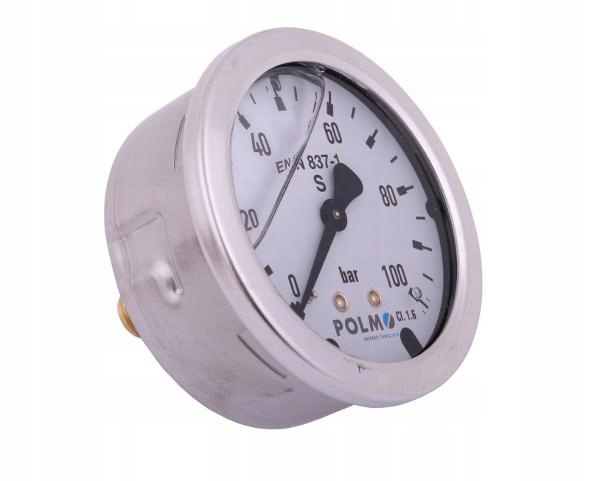 Manometr glicerynowy M63 0-100 bar tylne przyłącze G1/4" POLMO
