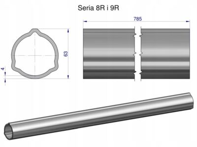 Rura zewnętrzna Seria 8R i 9R do wału 910 przegubowo-teleskopowego 63x4 mm