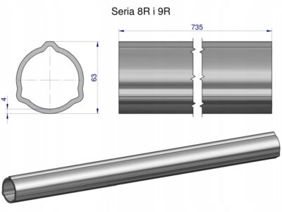 Rura zewnętrzna Seria 8R i 9R do wału 860 przegubowo-teleskopowego 63x4 mm