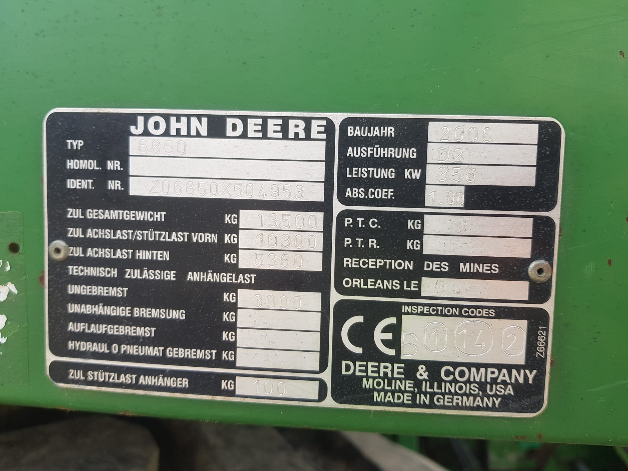 JOHN DEERE 6850