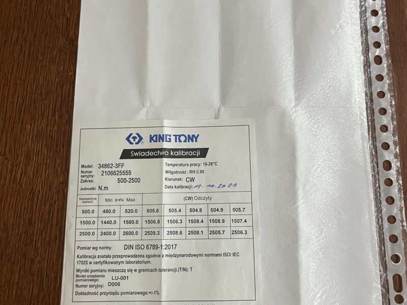 Klucz Dynamometryczny King Toy 1” prawo lewo możliwość zamiany