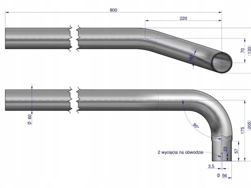 Rura do tłumika 5040390070.1p prosta bizon INOX Waryński