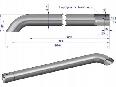 Rura wylotowa do tłumika A184475 inox WARYŃSKI