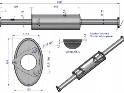 Tłumik TURBO 1676mm 9.8kg C-385 ( prosty) INOX WARYŃSKI