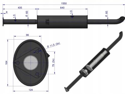 Tłumik prosty długi 1550mm 8kg C-385 ORYGINAŁ URSUS