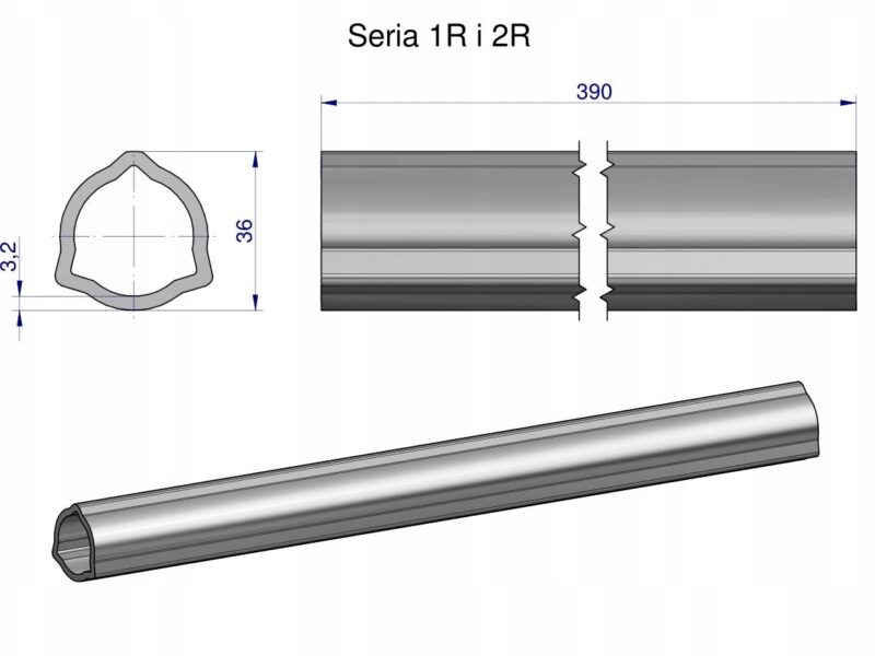 Rura wewnętrzna Seria 2R, rura zewnętrzna Seria 1R do wału 510 przegubowo-t
