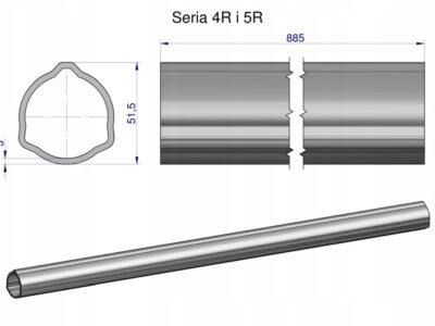 Rura zewnętrzna Seria 4R i 5R do wału 1010 przegubowo-teleskopowego 51.5x3