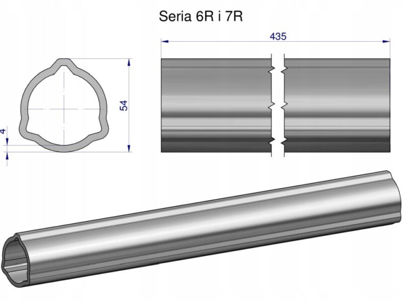 Rura zewnętrzna Seria 6R i 7R do wału 560 przegubowo-teleskopowego 54x4 mm