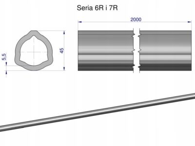 Rura trójkątna wewnętrzna Seria 6R i 7R wału przegubowo-teleskopowego 45x5.