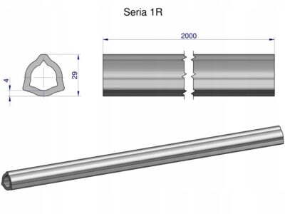 Rura trójkątna wewnętrzna Seria 1R do wału przegubowo-teleskopowego 29x4mm