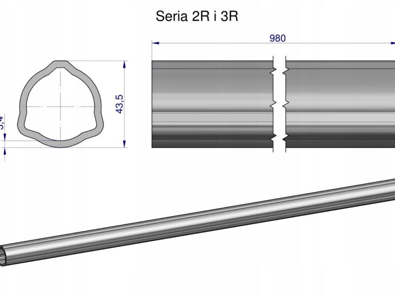 Rura zewnętrzna Seria 2R i 3R do wału 1110 przegubowo-teleskopowego 43.5x3.