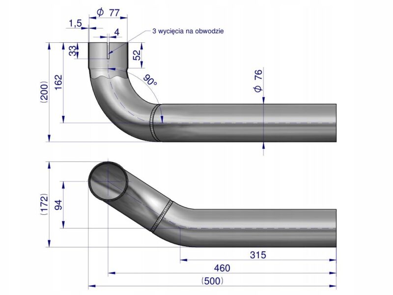Kolano rura łączeniowa tłumika inox AL155688. AL164277 John Deere WARYŃSKI