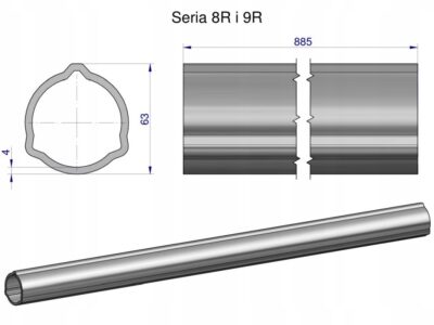 Rura zewnętrzna Seria 8R i 9R do wału 1010 przegubowo-teleskopowego 63x4 mm