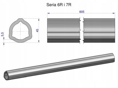 Rura wewnętrzna Seria 6R i 7R do wału 760 przegubowo-teleskopowego 45x5.5mm