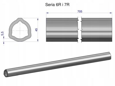 Rura wewnętrzna Seria 6R i 7R do wału 860 przegubowo-teleskopowego 45x5.5mm