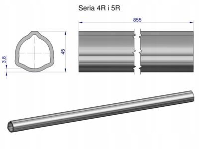 Rura wewnętrzna Seria 4R i 5R do wału 1010 przegubowo-teleskopowego 45x3.8