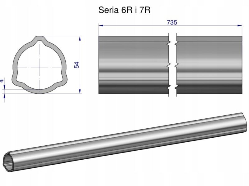 Rura zewnętrzna Seria 6R i 7R do wału 860 przegubowo-teleskopowego 54x4 mm