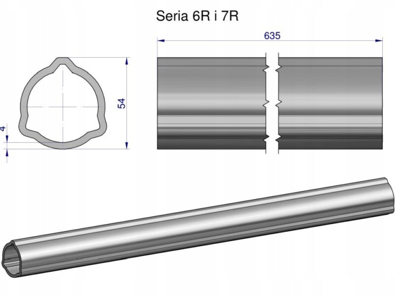 Rura zewnętrzna Seria 6R i 7R do wału 760 przegubowo-teleskopowego 54x4 mm