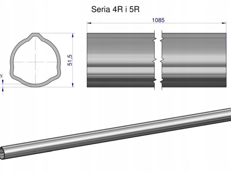 Rura zewnętrzna Seria 4R i 5R do wału 1210 przegubowo-teleskopowego 51.5x3