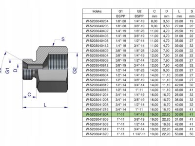 Tulejka różnicowa hydrauliczna calowa AB 1"GZ x 1/4"GW BSP Waryński