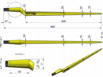 Ząb ładowacza CIĘŻKI uniwersalny Z L- 880 mm Tur na tuleję W-5791200 WARYŃS