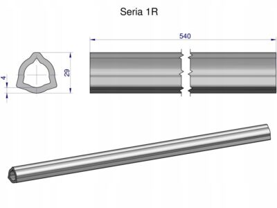 Rura wewnętrzna Seria 1R do wału 660 przegubowo-teleskopowego 29x4 mm 540 m