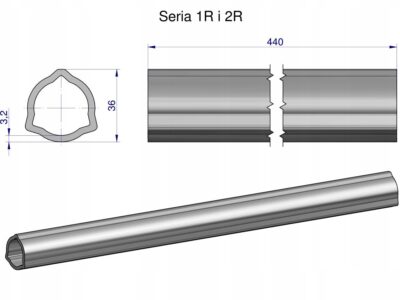 Rura wewnętrzna Seria 2R, rura zewnętrzna Seria 1R do wału 560 przegubowo-t