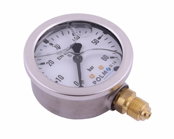 Manometr glicerynowy M63 0-60 bar dolne przyłącze G1/4" POLMO